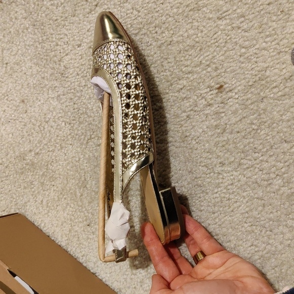 New! J. Crew Elegant Golden Woven  Slingback Flats Women's Shoes Sz 8 - Picture 3 of 6